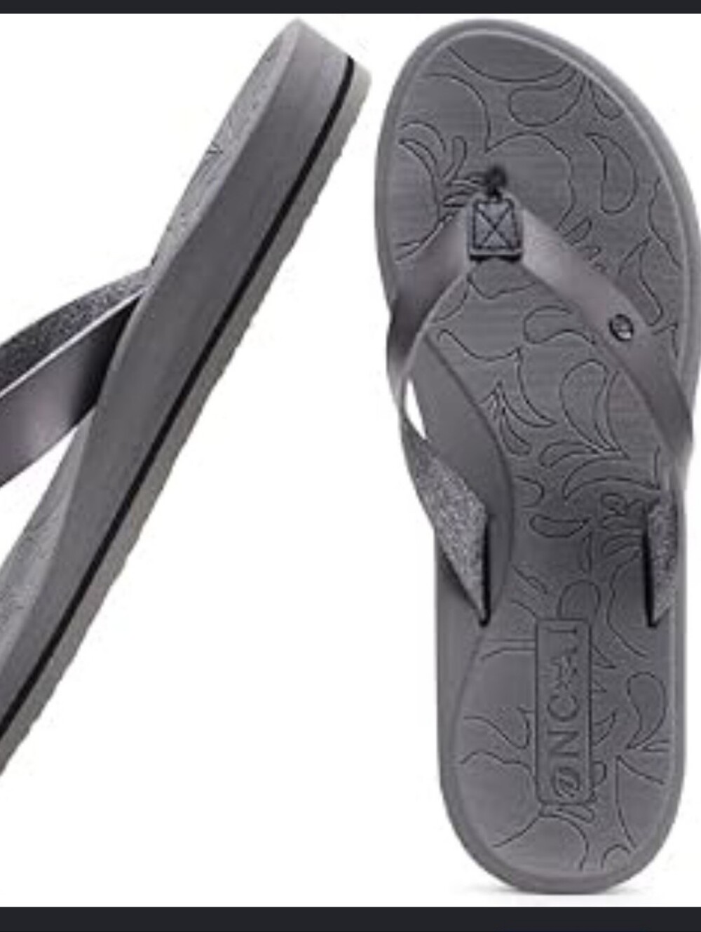 Women's Gray Metallic Thong Sandals